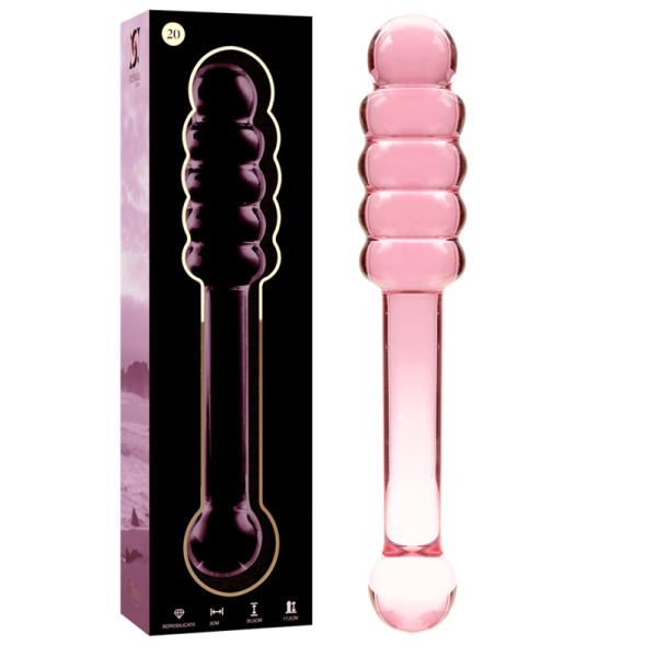 NEBULA SERIES BY IBIZA – modelis 20 dildo iš borosilikato stiklo rožinis 20.5 cm -o- 3 cm