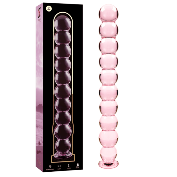 NEBULA SERIES BY IBIZA – modelis 22 dildo iš borosilikato stiklo rožinis 21.5 cm -o- 2.5 cm