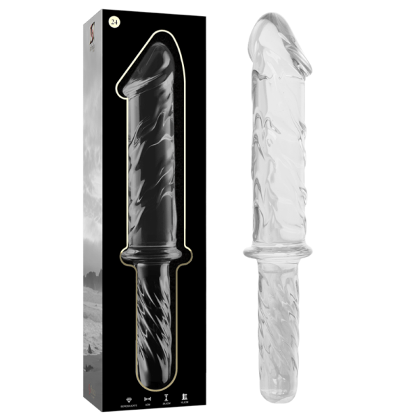 NEBULA SERIES BY IBIZA – modelis 24 dildo iš borosilikato stiklo aiškus 28.5 cm -o- 5 cm