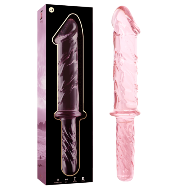 NEBULA SERIES BY IBIZA – modelis 24 dildo iš borosilikato stiklo rožinis 28.5 cm -o- 5 cm