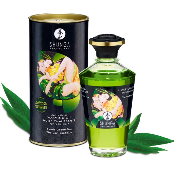 SHUNGA OILS – shunga - organinis žaliosios arbatos šilumos efekto masažo aliejus 100 ml