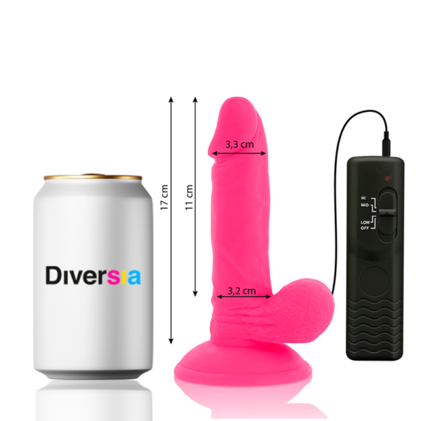 DIVERSIA – lankstus vibruojantis dildas rožinis 17 cm -o- 3.3 cm - Image 2
