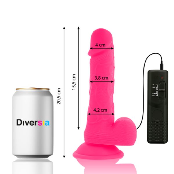 DIVERSIA – lankstus vibruojantis dildas rožinis 20.5 cm -o- 4.2 cm - Image 2