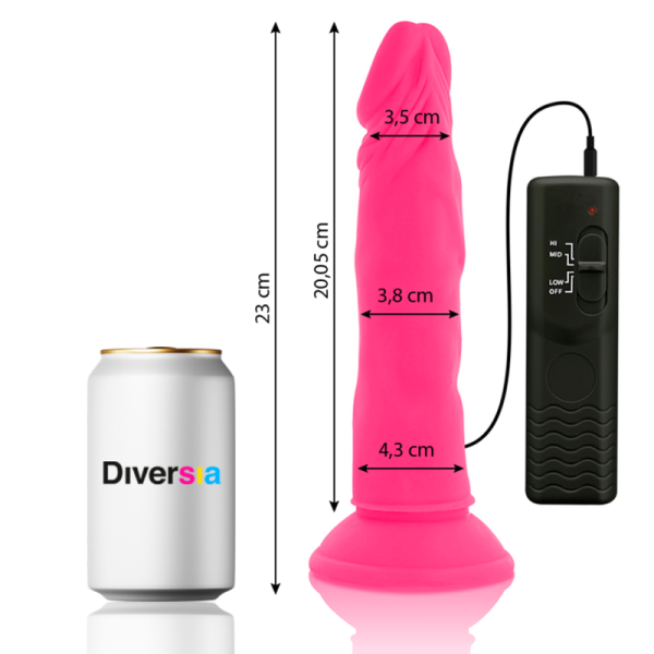DIVERSIA – lankstus vibruojantis dildas rožinis 23 cm -o- 4.3 cm - Image 2