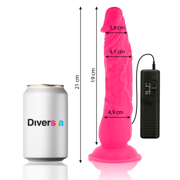 DIVERSIA – lankstus vibruojantis dildas rožinis 21 cm -o- 4.9 cm - Image 2