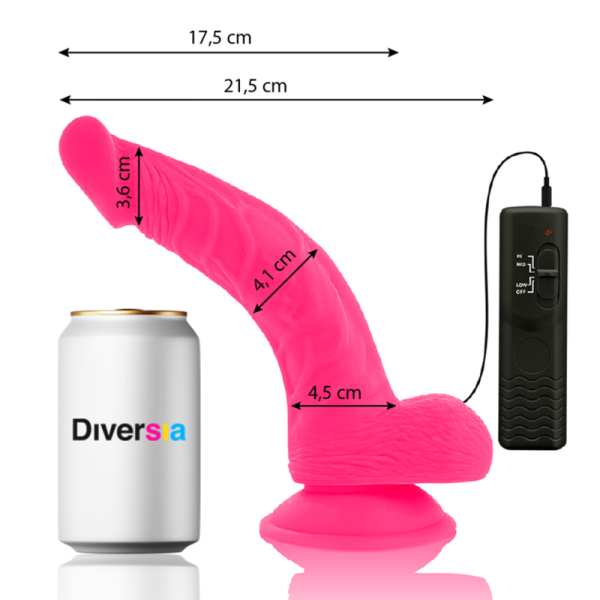 DIVERSIA – lankstus vibruojantis dildas rožinis 21.5 cm -o- 4.5 cm - Image 2