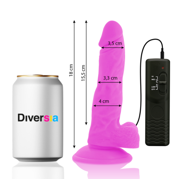 DIVERSIA – lankstus vibruojantis dildas purpurinis 18 cm -o- 4 cm - Image 2