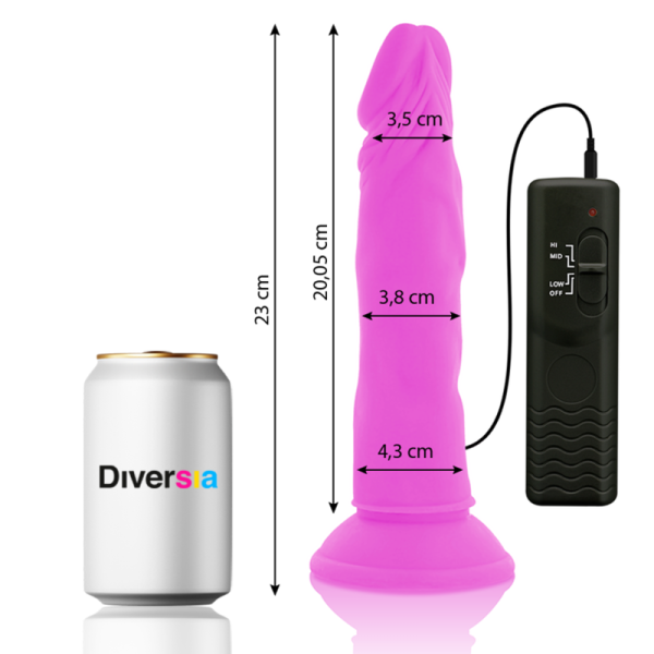 DIVERSIA – lankstus vibruojantis dildas purpurinis 23 cm -o- 4.3 cm - Image 2
