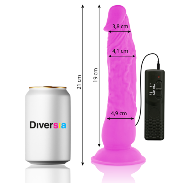 DIVERSIA – lankstus vibruojantis dildas purpurinis 21 cm -o- 4.9 cm - Image 2