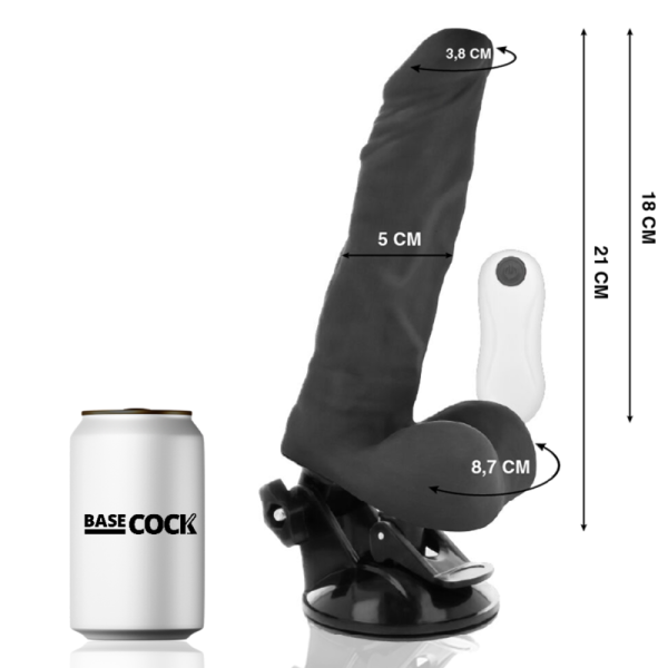 BASECOCK – vibratorius su nuotoliniu valdymu juodas 21 cm -o- 5 cm - Image 2