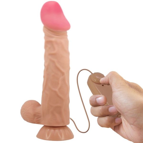 PRETTY LOVE HIGH GRADE – pretty love - slidinčios odos serija realistiškas dildas su slidinčios odos siurbimo puodeliu ir nuotoliniu valdymo pultu mėsa 24 cm