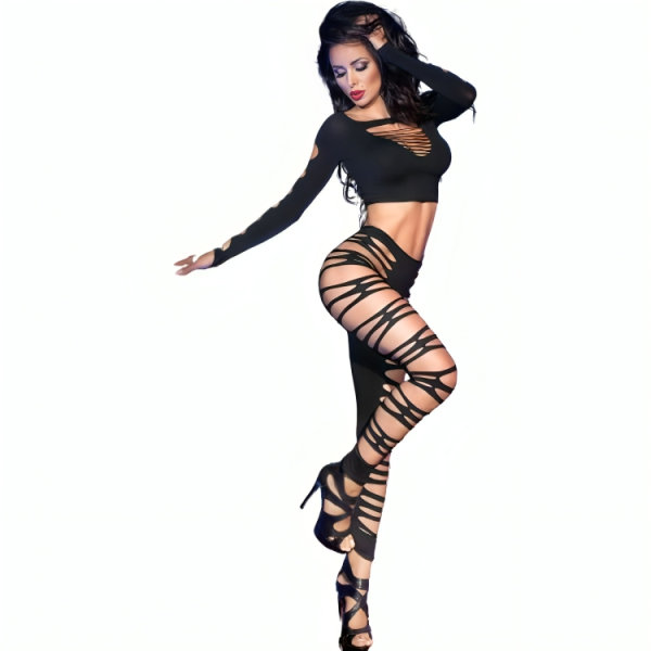 CHILIROSE SETS – chilirose - cr 3654 top & leginsai juodi s/m