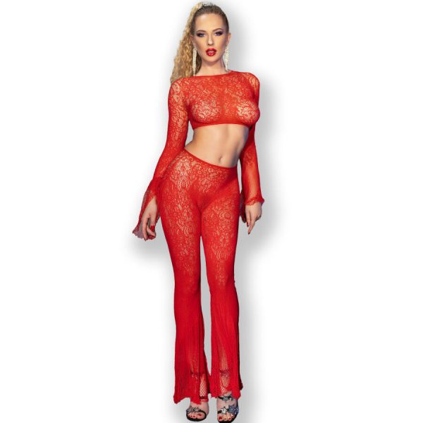 CHILIROSE SETS – chilirose - cr 4648 top & kelnės raudonos s/l