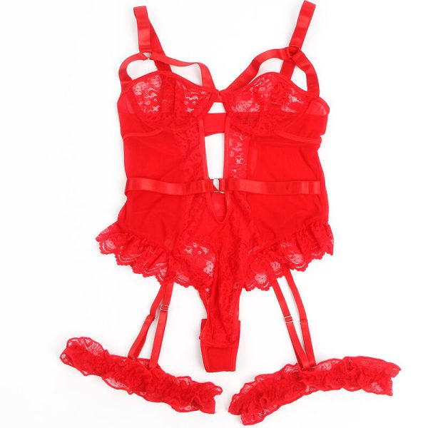 SUBBLIME BODIES – subblime - korsetas su kelnių diržu, nėrinių detalėmis ir raudonomis juostomis l/xl - Image 3