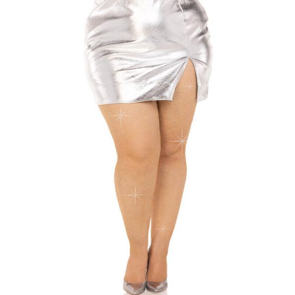 LEG AVENUE HOSIERY – leg avenue - krištoliniai tinkliniai pusiauškai karamelės spalvos