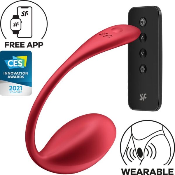 SATISFYER PARTNER – satisfyer - blizgus žiedas g taškui su nuotoliniu valdymu raudonas nemokama programėlė