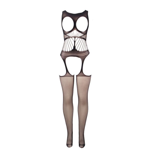 SUBBLIME BODYSTOCKINGS – subblime - 951900 tinklinis kelnės kostiumas be klynų su puodeliais ir atviromis pečių dalimis juodas vienas dydis - Image 3