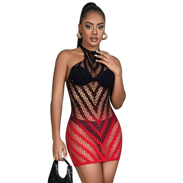 SUBBLIME DRESSES – subblime - 952242 raudonai juodas degraduotas elastinės žuvies tinklo suknelė vienas dydis