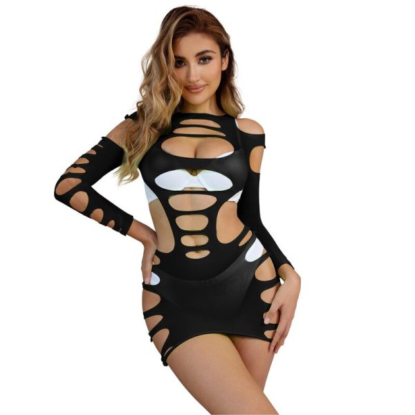 SUBBLIME DRESSES – subblime - 952266 ilgomis rankovėmis elastinis žuvies tinklas suknelė juoda vienas dydis