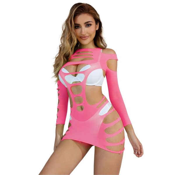 SUBBLIME DRESSES – subblime - 952273 ilgai rankovės elastinis žuvies tinklas suknelė rožinė vienas dydis