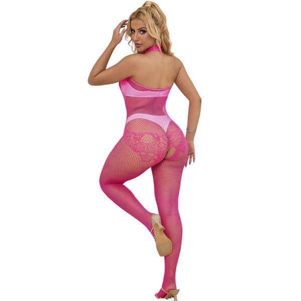 SUBBLIME BODYSTOCKINGS – subblime - 952389 tinklinis ir nėriniuotas kročas bodystokingas su aukštu kraštu rožinis vienas dydis - Image 2