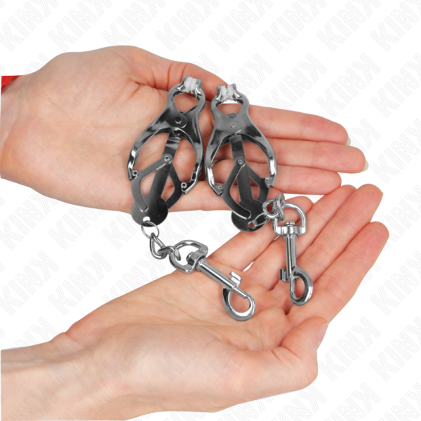 KINK NIPPLE GRIP – kink - japonų drevės nipple klampos su kabliukais sidabro - Image 3