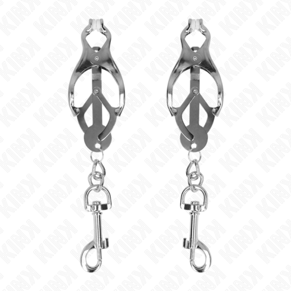 KINK NIPPLE GRIP – kink - japonų drevės nipple klampos su kabliukais sidabro - Image 2