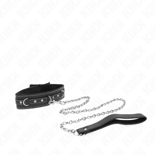 KINK COLLAR & GAG – kink - pvc odos kaklaraištis su diržu 105 cm krištolo kalvos 41.5 x 4 cm - Image 3