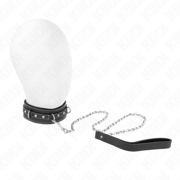KINK COLLAR & GAG – kink - pvc odos kaklaraištis su diržu 105 cm krištolo kalvos 41.5 x 4 cm - Image 2