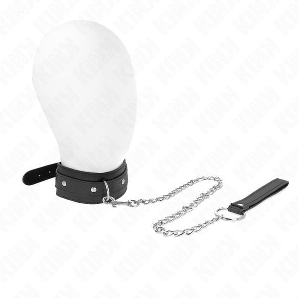 KINK COLLAR & GAG – kink - kaklo papuošalas su pavadėliu 65 cm 1 žiedas reguliuojamas 38-49 cm x 5 cm