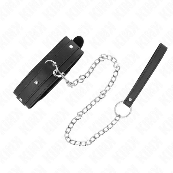 KINK COLLAR & GAG – kink - kaklo papuošalas su pavadėliu 65 cm 1 žiedas reguliuojamas 38-49 cm x 5 cm - Image 2