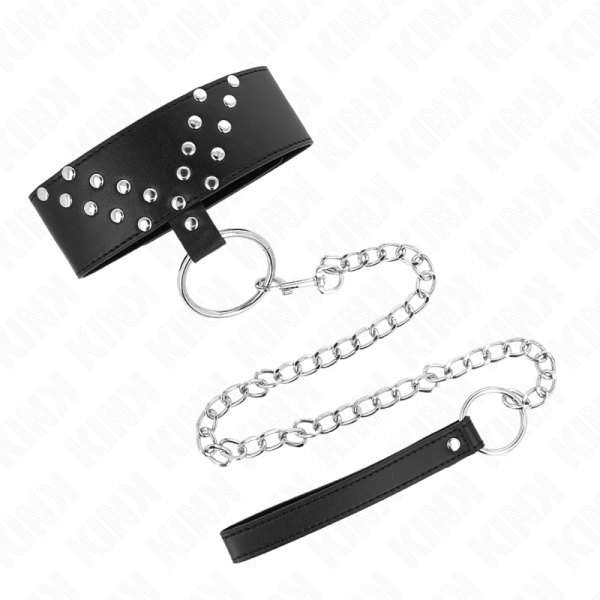 KINK COLLAR & GAG – kink - kaklo papuošalas su diržu 65 cm su v varžtu reguliuojamas 36-43 cm x 5 cm