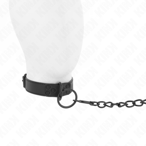 KINK COLLAR & GAG – kink - collar with dark leash 65 cm adjustable 37-54 cm x 3 cm - Image 3
