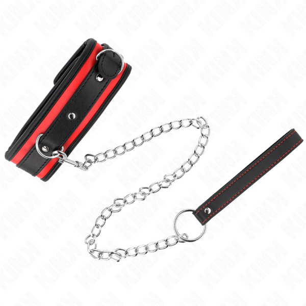 KINK COLLAR & GAG – kink - sunkus kaklo vėrinys su diržu 65 cm modelis 2 reguliuojamas 36.5-50 cm