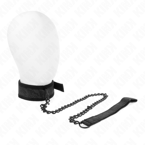 KINK COLLAR & GAG – kink - basic model collar with leash 77 cm model 5 ajustable 34-54 cm x 5 cm - Image 2