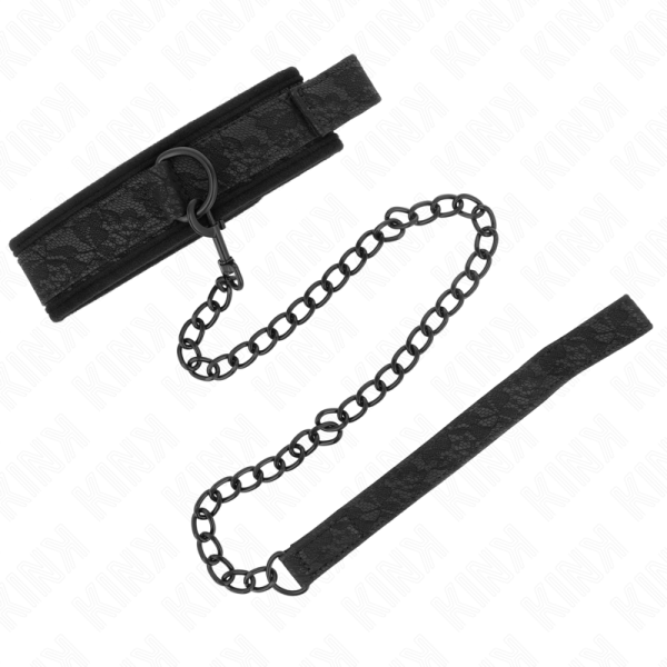 KINK COLLAR & GAG – kink - basic model collar with leash 77 cm model 5 ajustable 34-54 cm x 5 cm