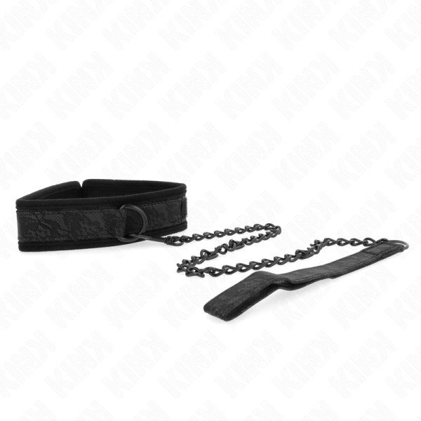 KINK COLLAR & GAG – kink - basic model collar with leash 77 cm model 5 ajustable 34-54 cm x 5 cm - Image 3