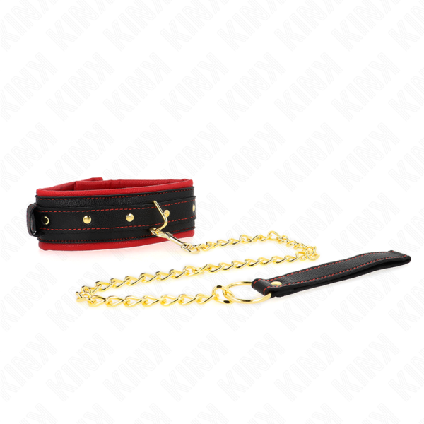 KINK COLLAR & GAG – kink - collar with plain fabric leash adjustable 33-48 cm x 5.7 cm - Image 3