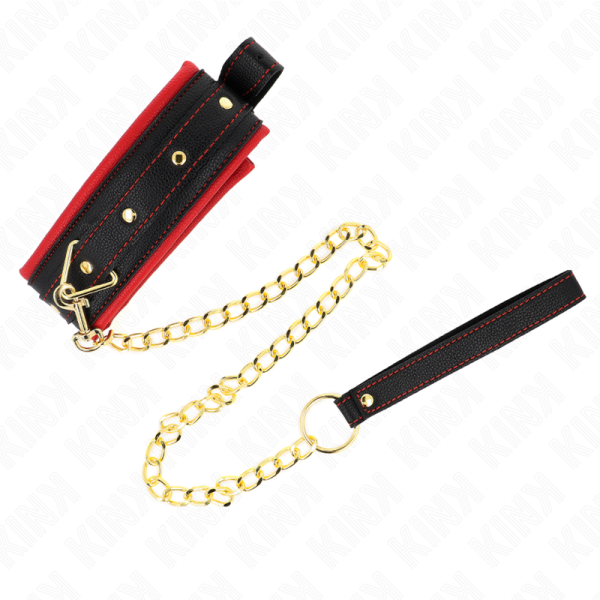 KINK COLLAR & GAG – kink - collar with plain fabric leash adjustable 33-48 cm x 5.7 cm