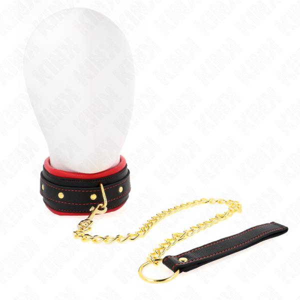 KINK COLLAR & GAG – kink - collar with plain fabric leash adjustable 33-48 cm x 5.7 cm - Image 2