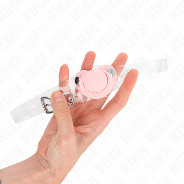 KINK COLLAR & GAG – kink - pink pacifier shaped gag 5.5 x 4 cm adjustable 43-60 cm - Image 3