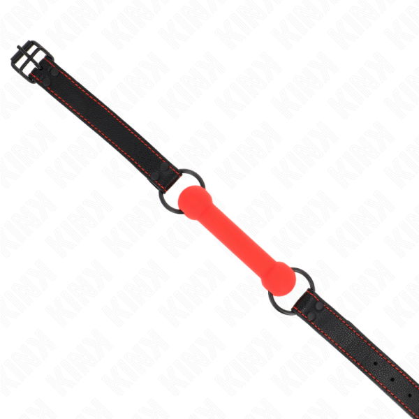 KINK COLLAR & GAG – kink - bone gag with leatherette strap red adjustable 41-57 cm - Image 3