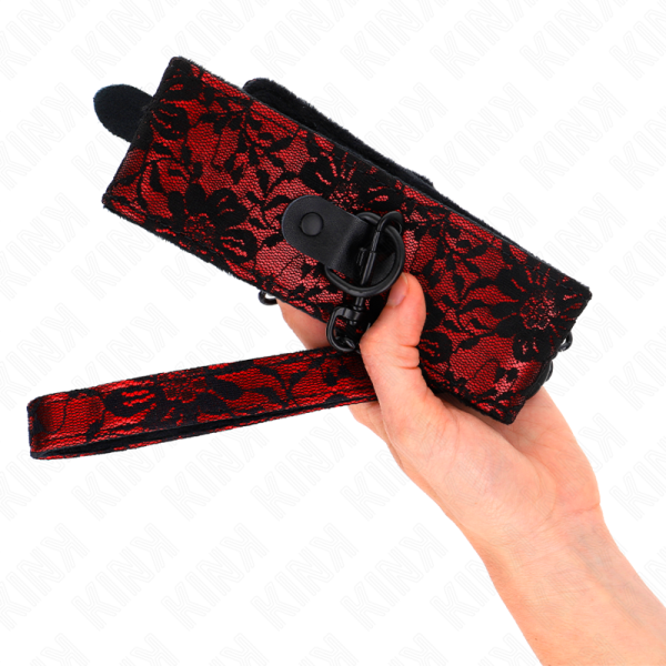 KINK COLLAR & GAG – kink - nėriniuotas kaklo papuošalas su 105 cm ilgio natūralios odos diržu / 44 x 5.5 cm - Image 3