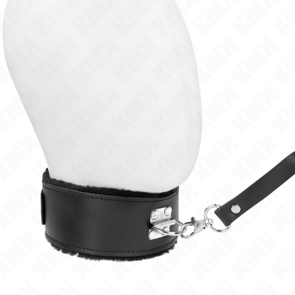 KINK COLLAR & GAG – kink - kaklo vėrinys su diržu 116 cm su juodu odiniu reguliuojamu diržu 40-48 cm x 6 cm - Image 2