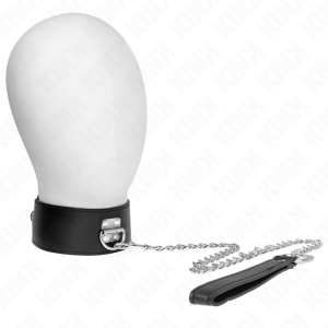KINK COLLAR & GAG – kink - kaklo papuošalas su diržu 65 cm su plačiu juodu reguliuojamu 33.5-41 cm x 5 cm