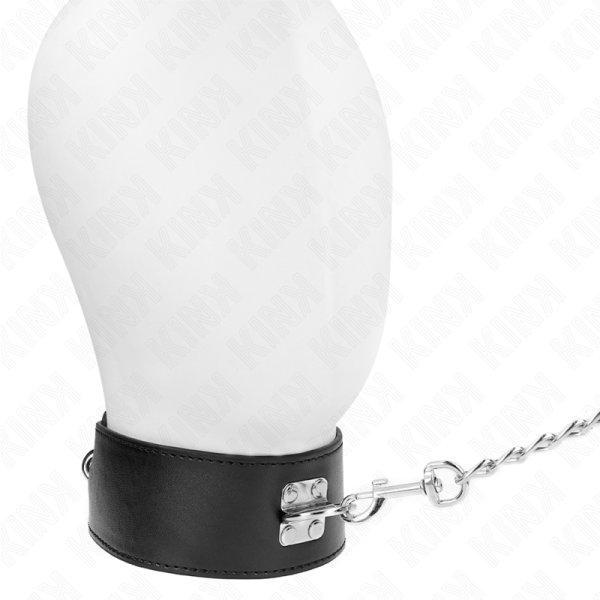 KINK COLLAR & GAG – kink - kaklo papuošalas su diržu 65 cm su plačiu juodu reguliuojamu 33.5-41 cm x 5 cm - Image 2