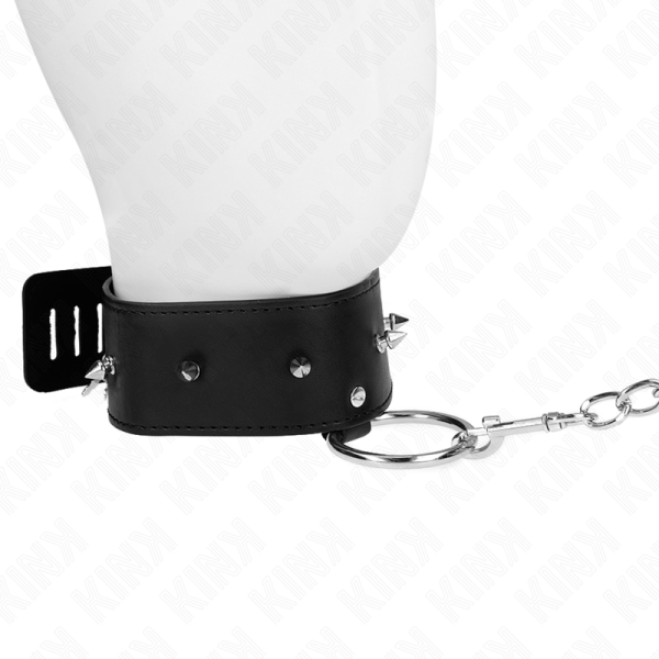 KINK COLLAR & GAG – kink - kaklo papuošalas 65 cm su pavadžia su sidabriniais kamščiais modelis 2 reguliuojamas 36-43 cm x 5 cm - Image 3
