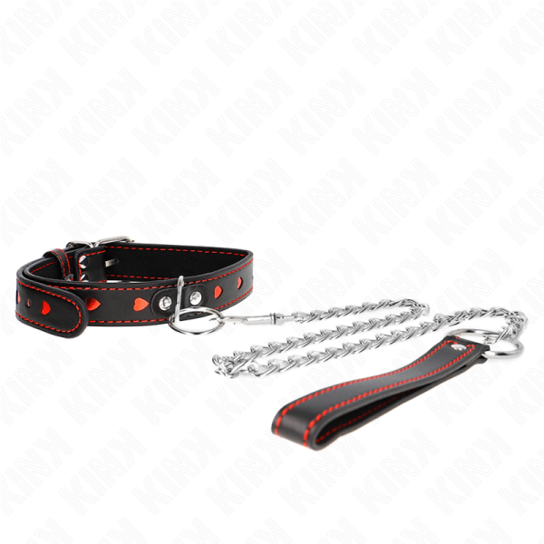 KINK COLLAR & GAG – kink - kaklo papuošalas su dirželiu 65 cm širdelės detalėmis 52.5 x 2.5 cm - Image 3