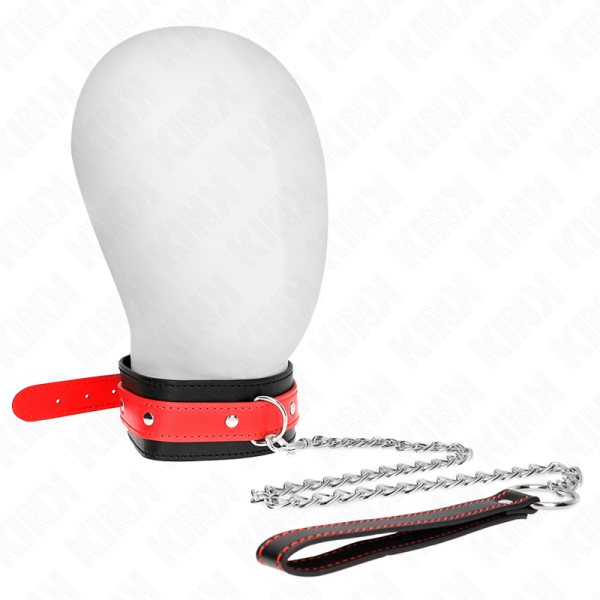 KINK COLLAR & GAG – kink - necklace with red strap 65 cm ajustable 36-43 cm x 5 cm