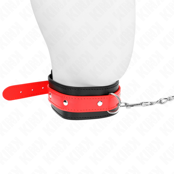 KINK COLLAR & GAG – kink - necklace with red strap 65 cm ajustable 36-43 cm x 5 cm - Image 3